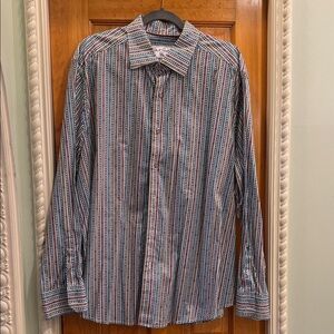 Robert Graham Striped Button-Down Shirt in Blue, White & Red